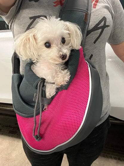 Pet Puppy Carrier for Outing Travel Mesh Breathable Shoulder Bag Large Space Pet Front Bag Suitable for Walking Cat Carrier Bag