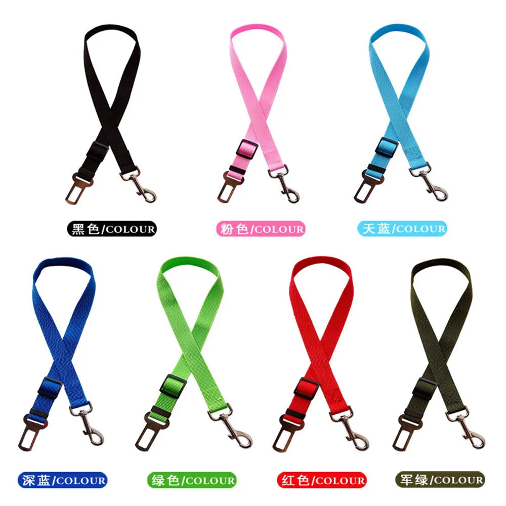 Adjustable Dog Car Seat Belt Harness for Dogs Nylon Reflective Cushioning Elasticity Car Travel Dog Accessories for Dogs