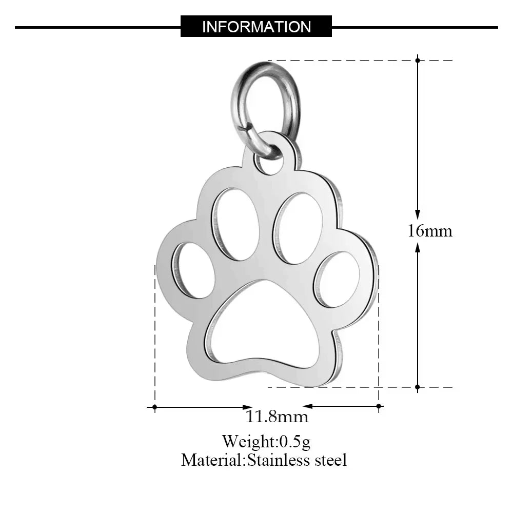 5pcs/lot 316 Stainless Steel Dog Paw Cat Animal Charm Wholesale Sun Om Connector Yoga Lotus Heart DIY