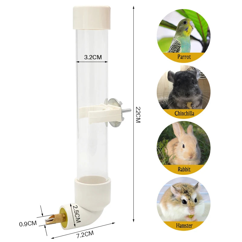 130Ml Plastic Parrot Drinking Kettle Large Automatic Water Feeder Chinchilla Rabbit Water Cup Outdoor Cage Samll Pet Drinker