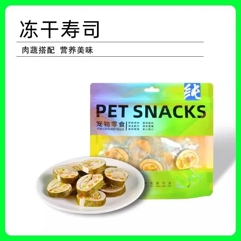 Cat Snacks Freeze-dried Chicken Salmon Fruits and Vegetables Sushi Rolls Can Nutritious and Fattening Teeth Cleaning Pet Snacks