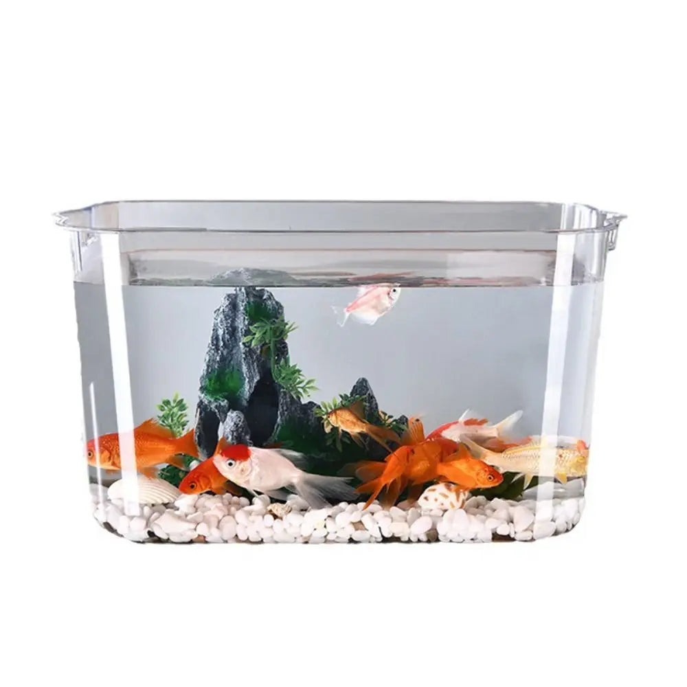 Transparent Explosion-proof Plastic Fish Tank Fall Prevention PET Desktop Goldfish Bowl Small Ecological Water Tank