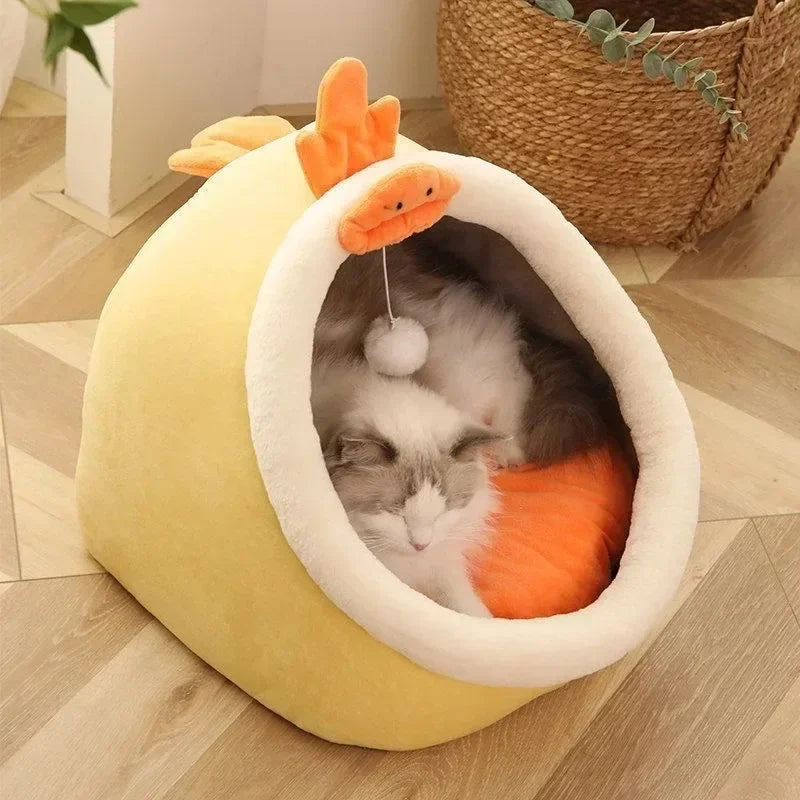 Deep Sleep Cat Bed Cartoon Pet Foldable Removable Washable Pet Sleeping Bed for Small Dog Mat Bag Cave Cats Bed
