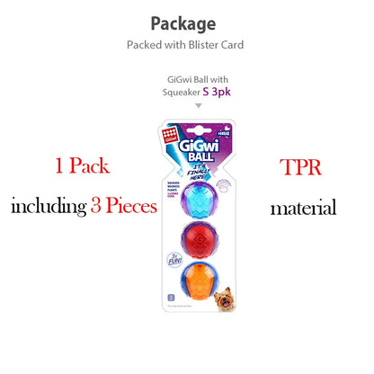 Interactive Dog Ball Pet Toys G-Ball Series Squeaky 2.5' Bouncy Assorted Colors for Small/Medium Dogs