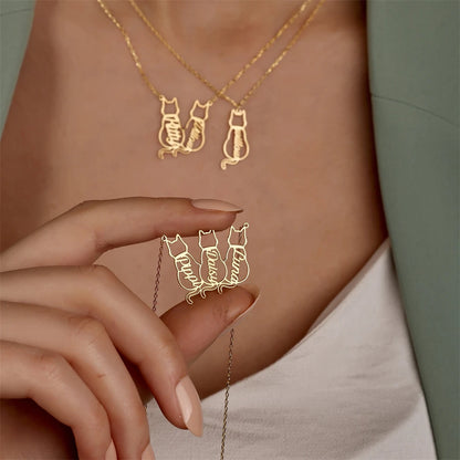 Personalized Pet Name 1-4 Cats Necklace Custom Memorials Gift Stainless Steel Choker Necklace for Women Girls Accesorios Mujer