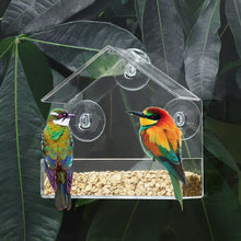 窗戶餵鳥器透明可拆卸戶外吸盤滑動餵食托盤房屋形狀防水松鼠食物容器