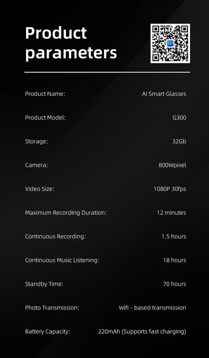 小米G300智慧AI眼鏡800W像素AI拍攝相機高清拍照視訊語音通話翻譯防水藍牙眼鏡