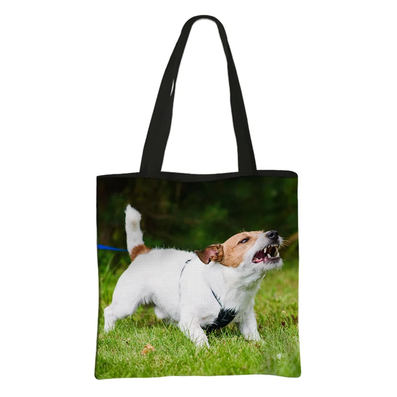 Jack Russell Terrier Women Tote Bag Labrador Print Pets Dog Student Casual Daily Use Single Handbags Portable Shoulder Bag Gift