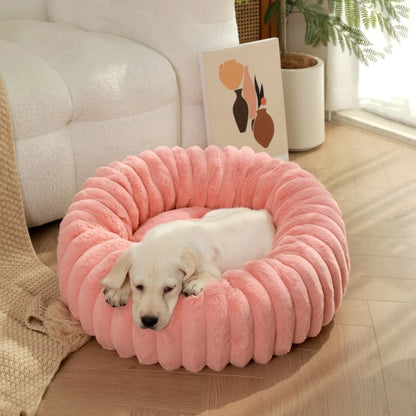 Round Plush Dog Bed for Medium Pets, Winter Soft Nest