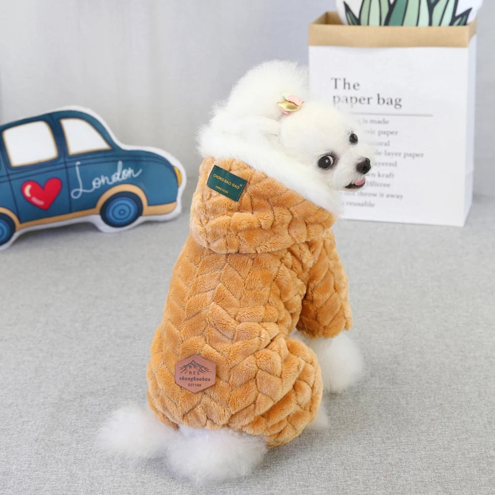 Winter Pet Dog Clothes Thicker Polyester Cotton Coat Jumpsuit Four-legged Down Jacket For French Bulldog Puppy Chihuahua