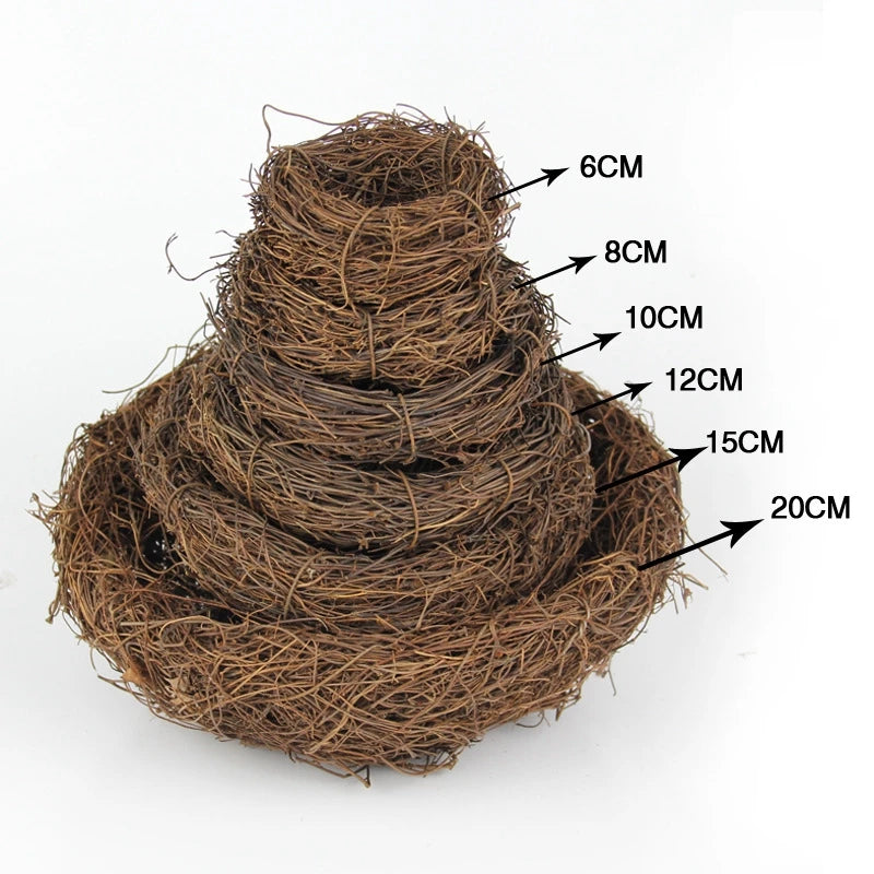 Bird Cage Round Rattan Bird Nest Easter Handmade DIY Craft Vine Simulation Bird Nest Egg Decor Props Home Garden Window Display