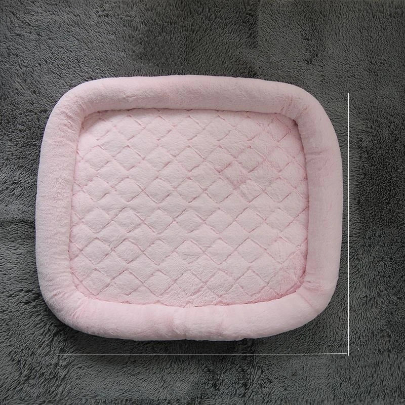 Thicken Plush Cat Bed Soft Warm Square Beige Grey Pink Cushion for Dogs Sleeping Sofa for Sphynx Cat Kittens Supplies in Winter