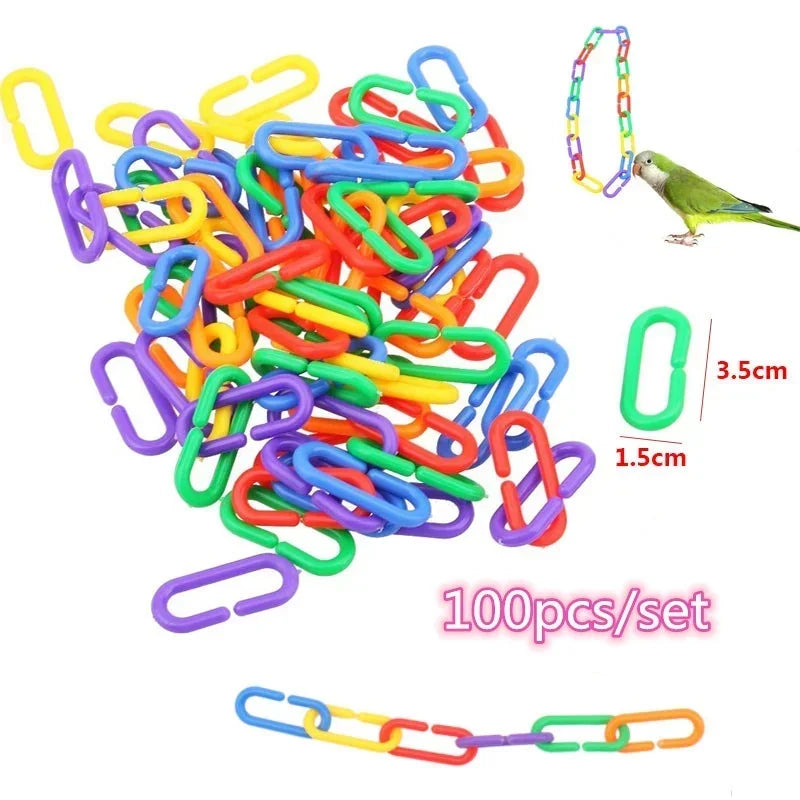 100Pcs/set parrot chewing plastic toys