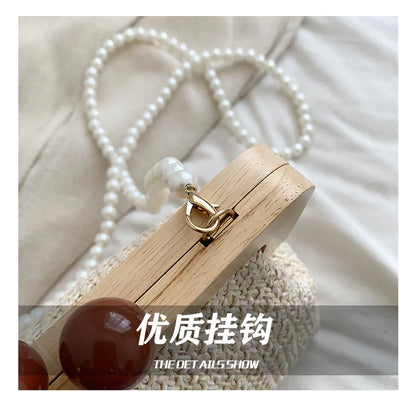 Design Woven Straw Clip Handbags and Purses Shouler Crossbody Bags for Women New Vintage Summer Beach Ladies Messenger Bags