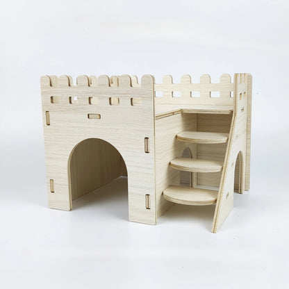 Creative Hamster Nest Wooden Fence Villa Pet Home Supplies Comfortable Sleeping Nest Simple Style Solid Color House Villa