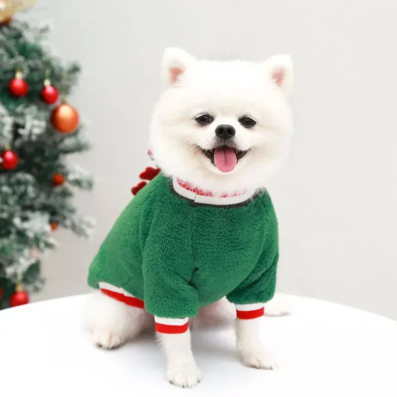 Dog Christmas Clothes Winter Warm Pet Clothes for Small Medium Dogs Elk Santa Claus Dog Cats Coat Hoodies Christmas Dogs Costume