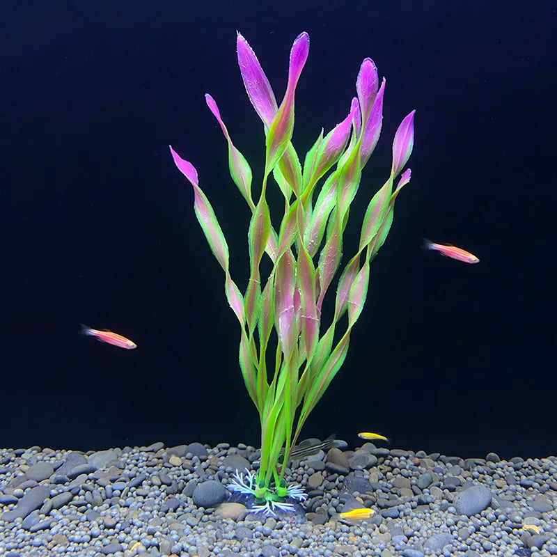 7.08 吋魚缸仿真植物水族箱人造裝飾植物擺飾水草魚缸塑膠裝飾 18 厘米