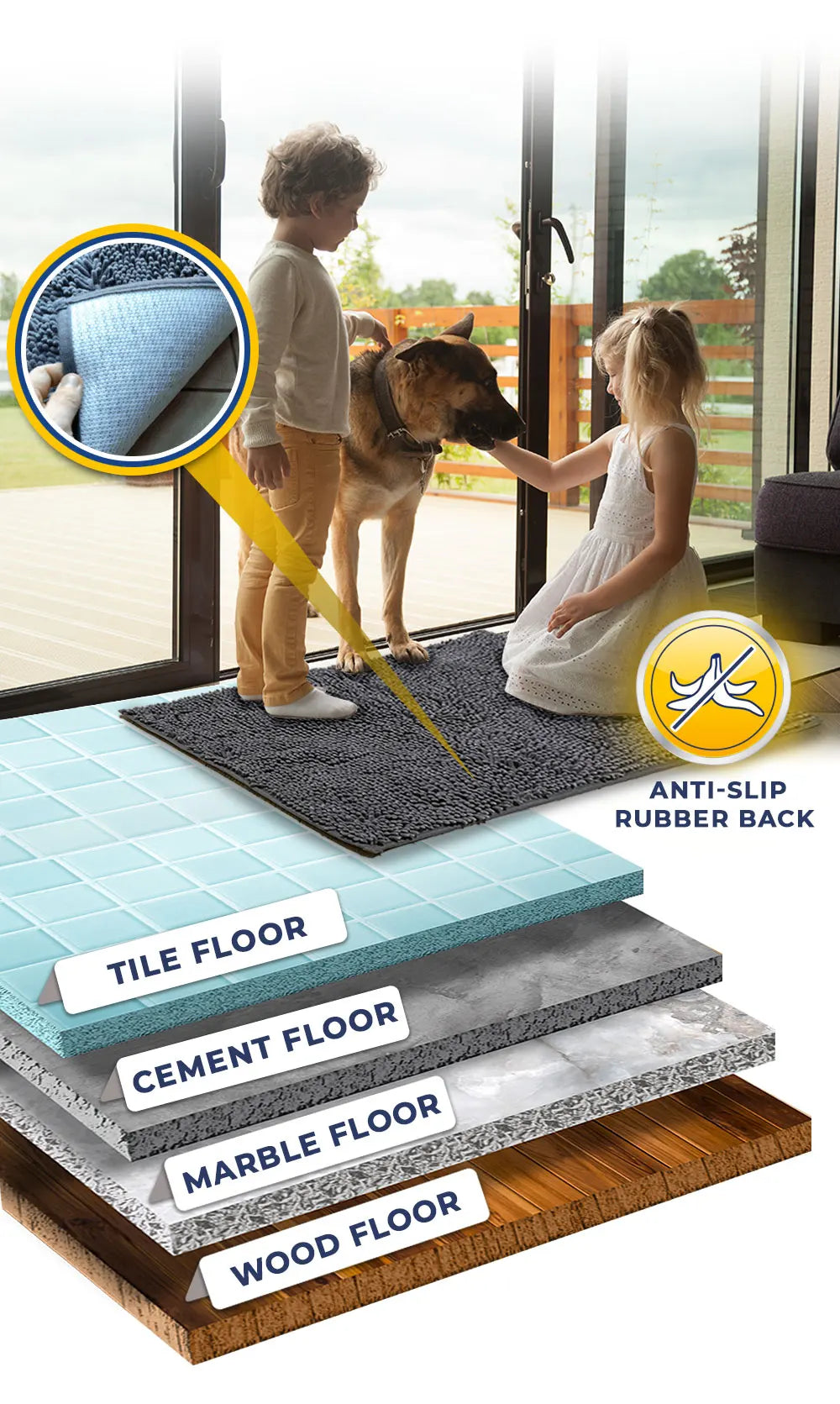 Dog Door Mat Easy To Clean Pet Paws Rug Carpet Washable Absorbent Dogs Diapers Pads Soft Cushion For Small Large Dogs