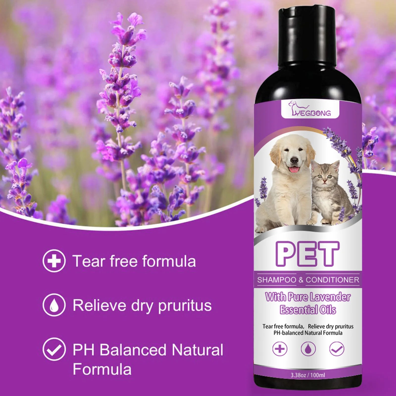 Pet Shampoo Flea Killer Hair Softening Relieve Itching Ph Balanced Cleaning Moisturizing Smooth Dog Shampoo for Sensitive Skin