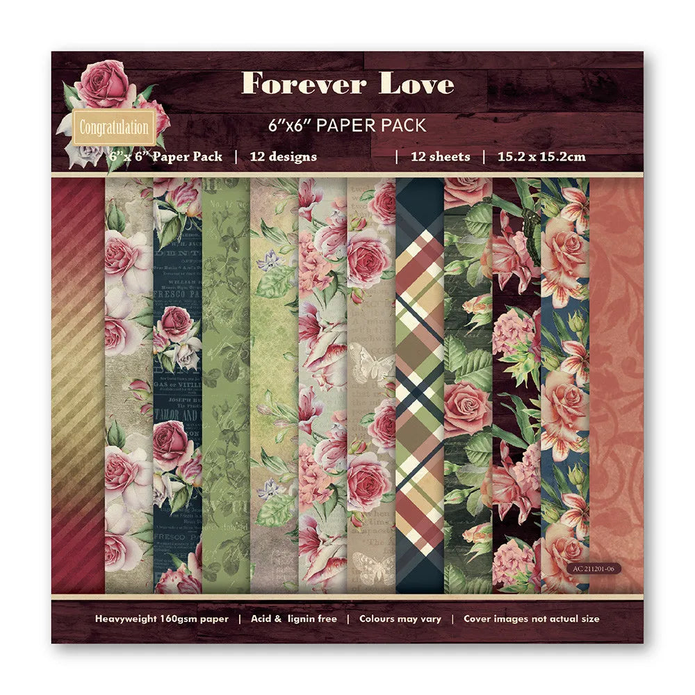 12Sheets Vintage Flower Scrapbooking Material Paper Pads Art Background 6x6