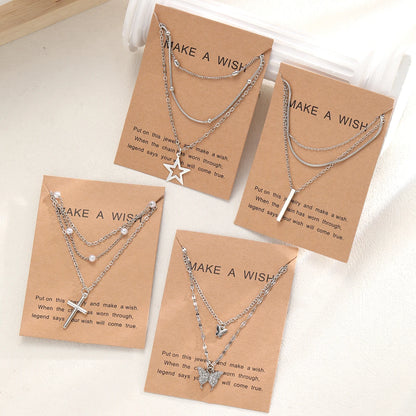 10 Pcs Fashion Butterfly Necklaces For Women Boho Vintage Colorful Simple Pendant Choker Chain 2024 New Jewelry Gifts Wholesale