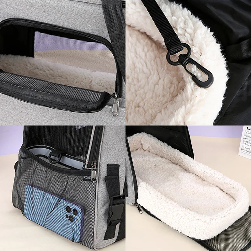 Cat Bags Soft-Sided Portable Dog Carrier Mesh Breathable Carrier Bags Foldable Cats Handbag Travel Pet Bag Transport Bag