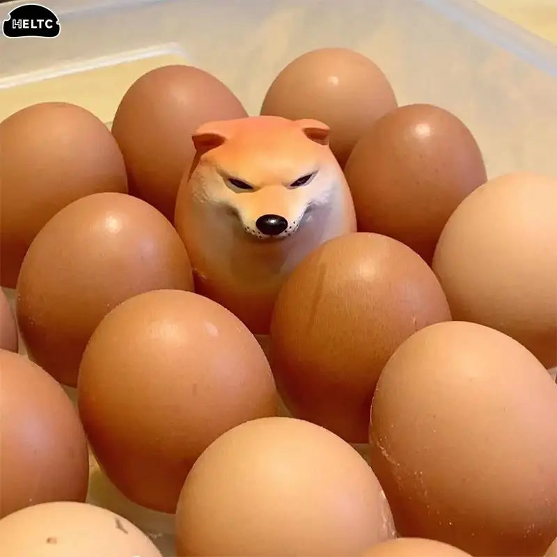 1PCS Creative Shiba Inu Realistic Egg Shape PVC Desk Decor Dog & Egg Union Decorations For Home Offices Fun