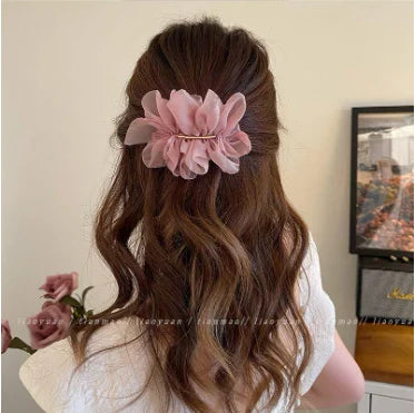 Fashionable Feminine Chiffon Hairpins Super Fairy Girls High Ponytail Spring Clips Spring Summer Duckbill Clips Hair Accessories