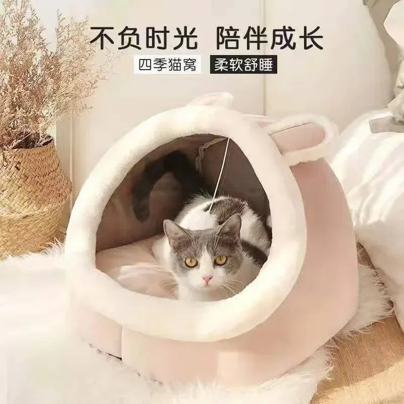 Deep Sleep Cat Bed Cartoon Pet Foldable Removable Washable Pet Sleeping Bed for Small Dog Mat Bag Cave Cats Bed