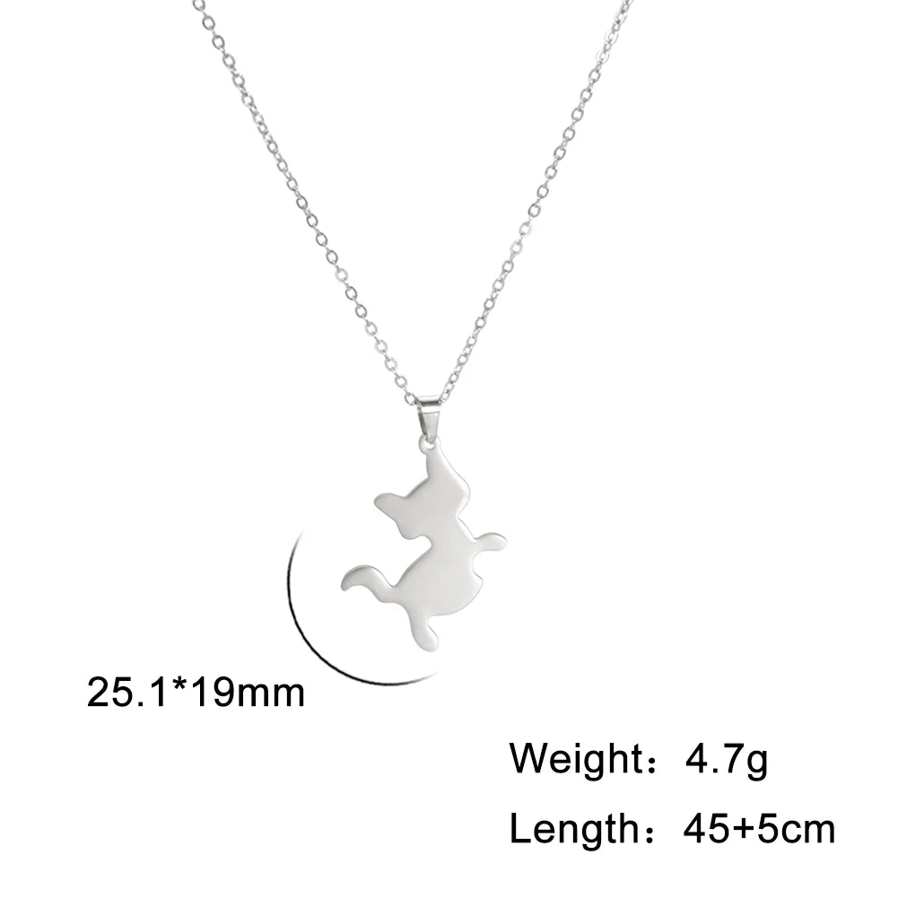 Unift Lovely Cat Pendant Necklace for Women Girl Stainless Steel Neck Chain Choker Pet Kitten Animal Kid Daughter Jewelry Gift