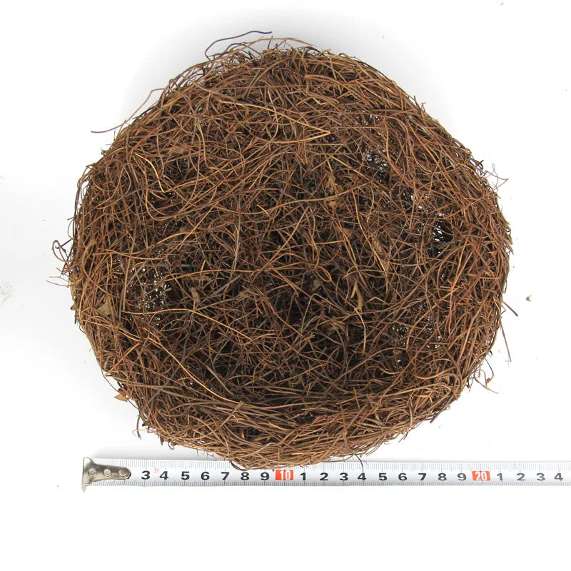 Bird Cage Round Rattan Bird Nest Easter Handmade DIY Craft Vine Simulation Bird Nest Egg Decor Props Home Garden Window Display