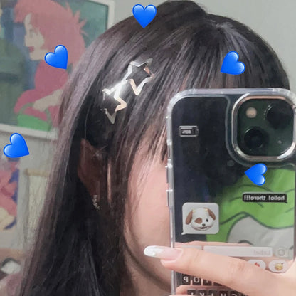 Petshomesupplies 10/100Pcs Silver Star Hair Clips for Girls Filigree Star Metal Snap Clip Hairpins Barrettes Hair jewelry Nickle Free Lead Free