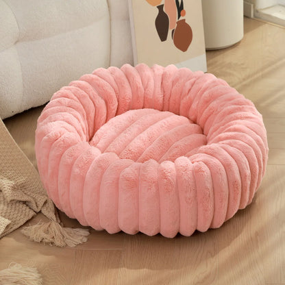 Round Plush Dog Bed for Medium Pets, Winter Soft Nest