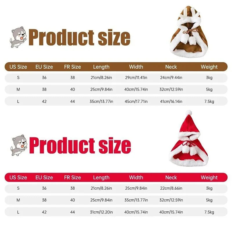 Pet Costumes Cute Christmas Cloak Cosplay Costume For Kittens Dog Clothes Antler Decoration Winter Warmth Pet Supplies