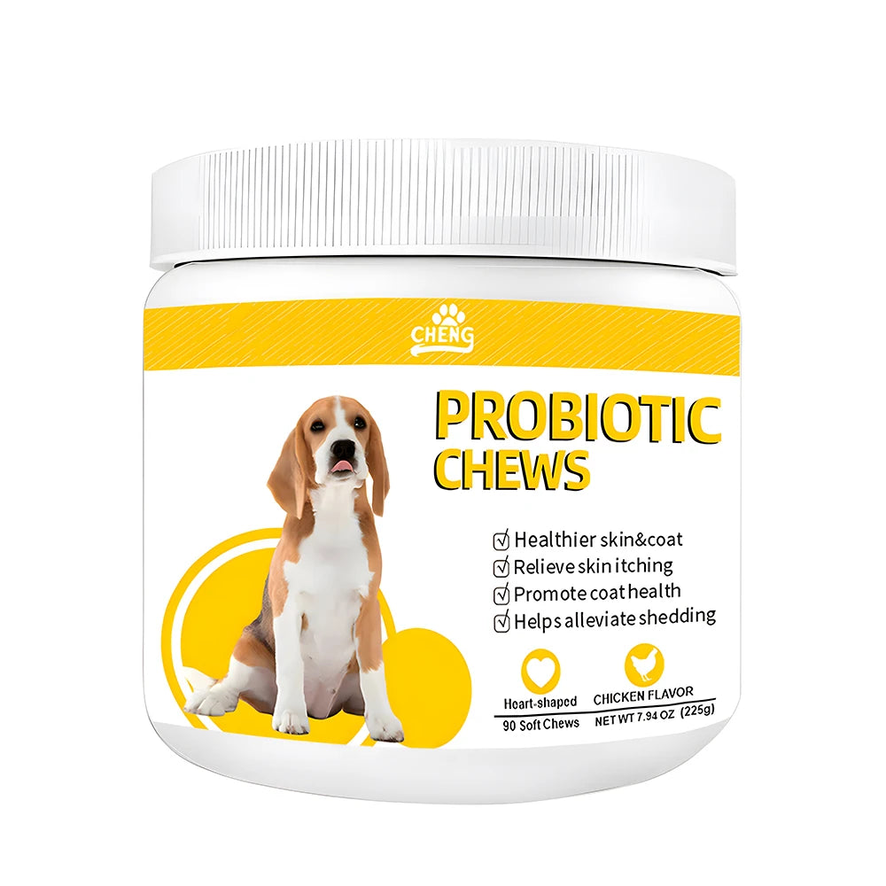 Pet Probiotic Soft Chews for Dogs Promote Healthy Skin & Coat, Alleviate Shedding & Relieve Itching Nutritional Supplement