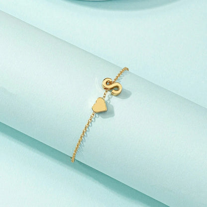 Fashion English Initial Letter Heart Bracelet DIY Personalized Name Bracelets Girls Women Anniversary Jewelry Gifts