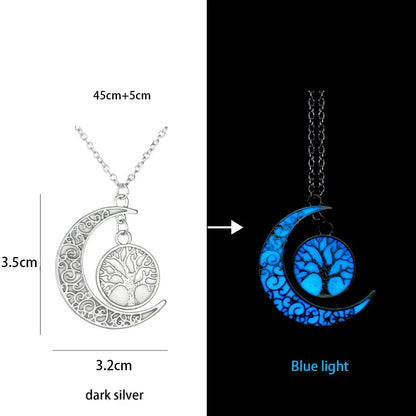 Luminous Glowing Lotus Cat Snake Ox Elephant Pendant Necklace Glow In The Dark Tree Necklace for Men Women  Halloween Gift