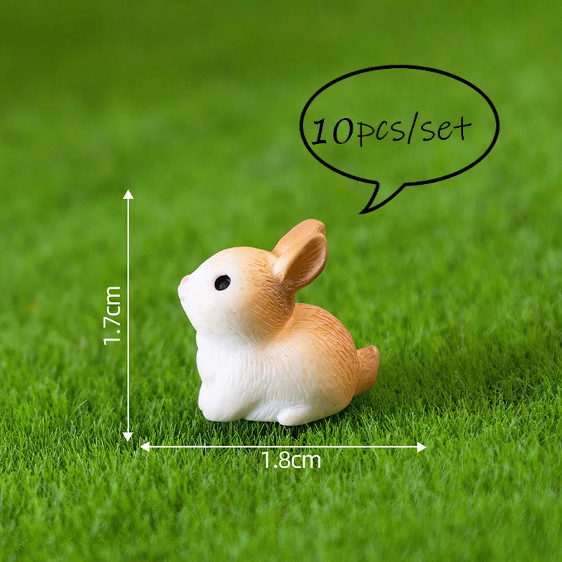 10PCS Dog Squirrel Fox Rabbit Sheep Duck Pig Cat Horse Frog Turtle Snake Koala Figurine Miniature Fairy Garden Decor Accessories