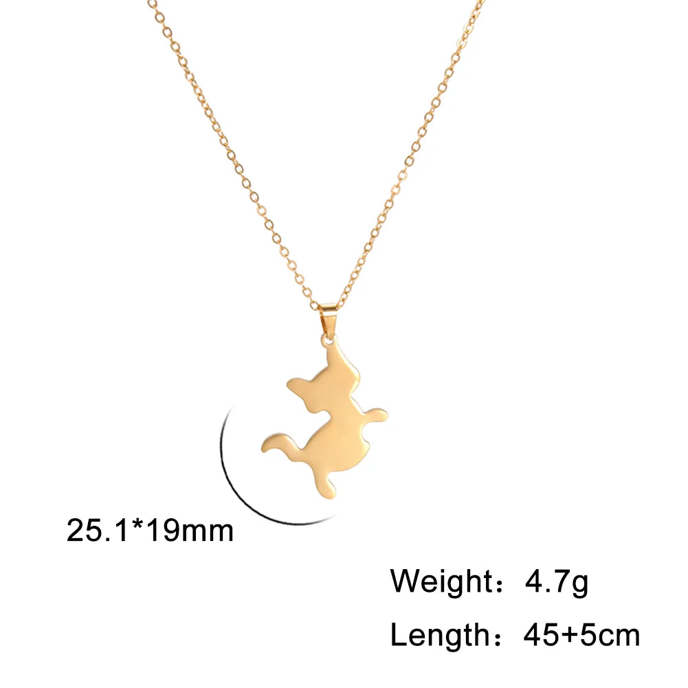 Unift Lovely Cat Pendant Necklace for Women Girl Stainless Steel Neck Chain Choker Pet Kitten Animal Kid Daughter Jewelry Gift