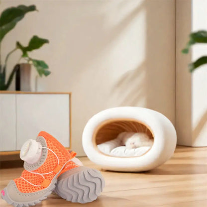 4pcs/set Protecting Breathable Dog Mesh Shoes Adjustable Anti-slip Pet Boots Thin Soft Sole Dog Sneakers Summer Season