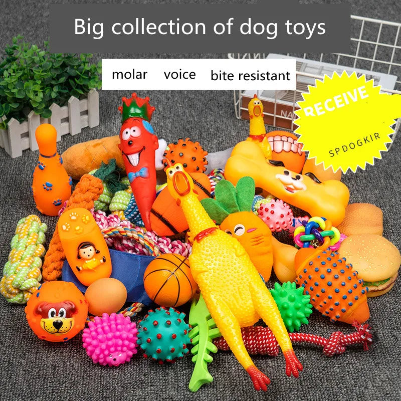 Dog Toys Pet Ball Bone Rope Squeaky Plush Toys Kit Puppy Interactive Molar Chewing Toy for Small Large Dogs Pug Supplies