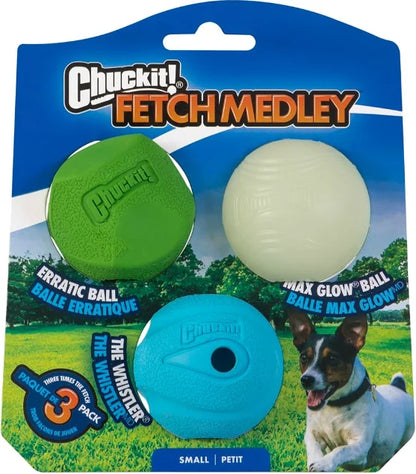 Chuckit Fetch Medley Dog Ball Dog Toys, Pack of 3