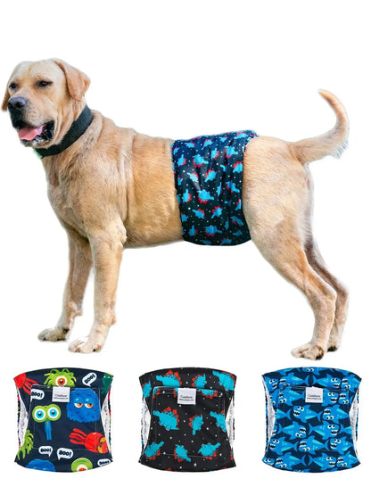 Petshomesupplies (3pcs per pack) CuteBone Reusable Dog Diapers Washable Dog Belly Bands for Male Dogs Wraps Doggie Diapers