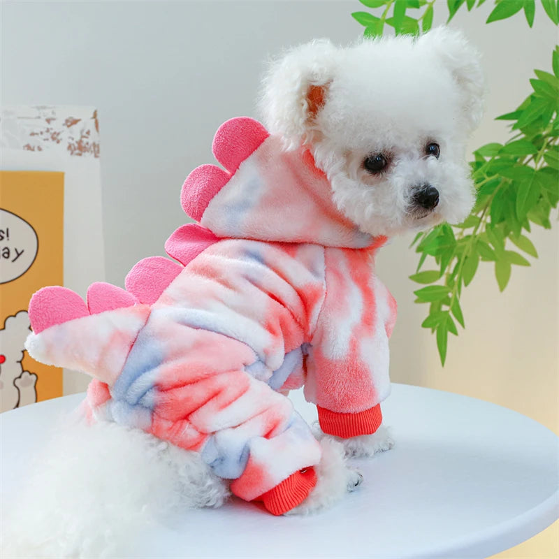 Super Soft Fleece Pet Clothing for Puppy Autumn Winter Plush Warm Dog Overalls Four Legged Dinosaur Unicorn Cosplay Cat Clothing