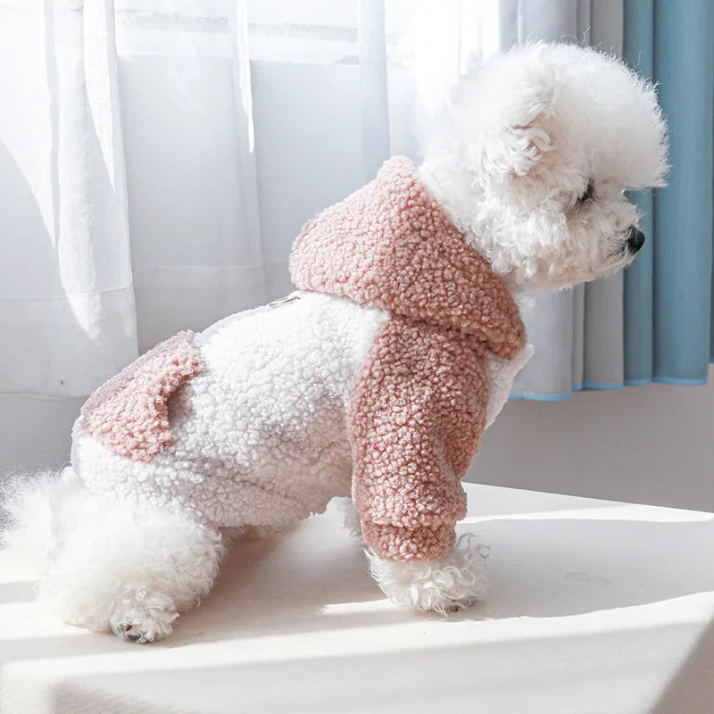 Berber Fleece Puppy Dog Hooded Sweater with Buckle Winter Warm Pet Clothes for Small Dogs Pomeranian Yorkie mascotas Sweatshirts