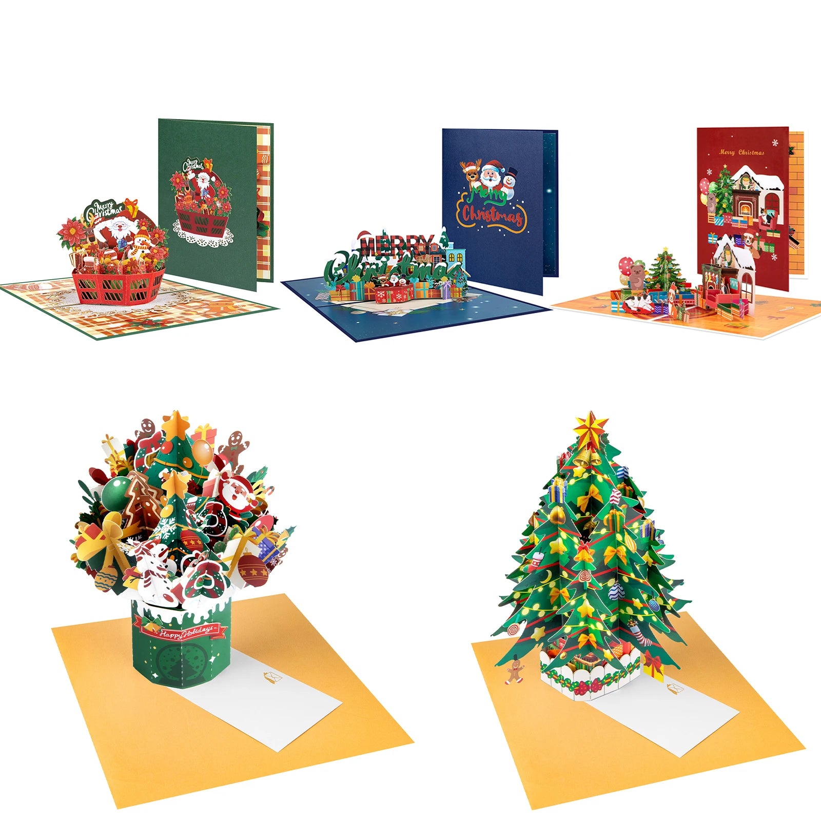 Christmas Pop Up Card, Christmas Bouquet Popup Card, Happy Holidays New Year