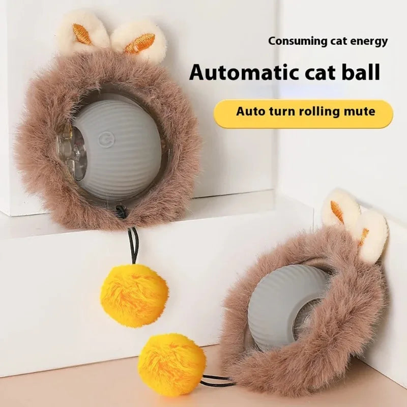 Cat Interactive Ball Toys Automatic Rolling Ball Faux Tail Rechargeable Smart Pet Electric Toy Dog Cat Training Imitate Mouse