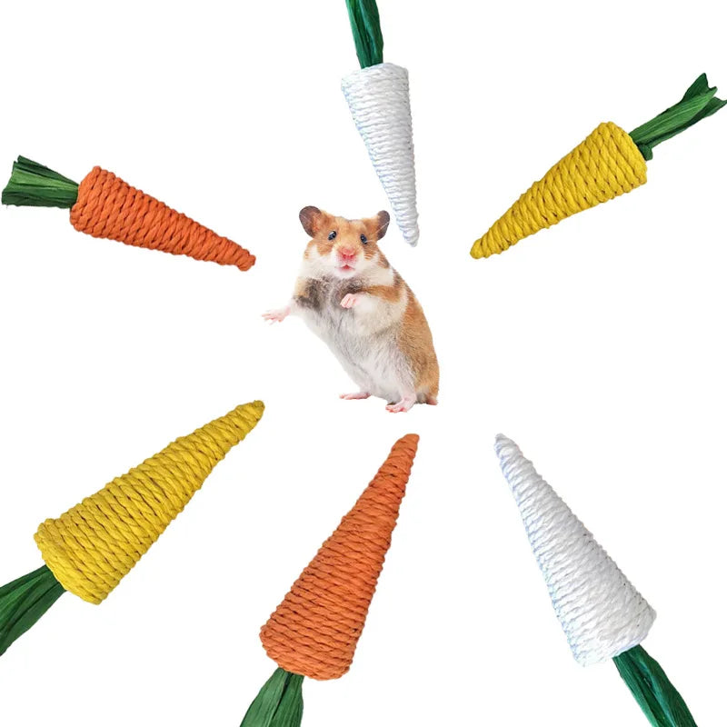 Hamster Rabbit Chew Toy Bite Grind Teeth Toys Corn Carrot Woven Balls for Tooth Cleaning Radish Molar Toys Pet Supplies 1pc