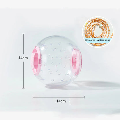 倉鼠健身球透明倉鼠跑步球輪帶牽引繩適用於小動物寵物用品14公分/18厘米