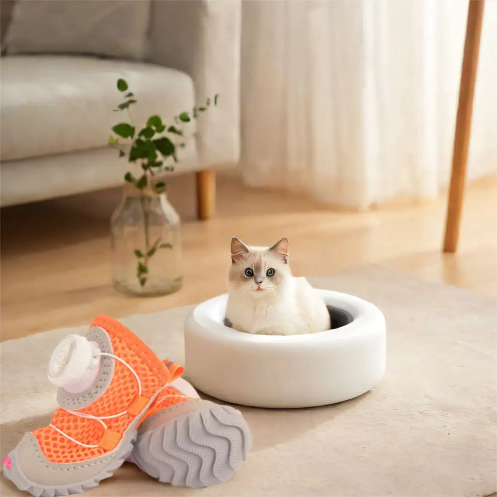 4pcs/set Protecting Breathable Dog Mesh Shoes Adjustable Anti-slip Pet Boots Thin Soft Sole Dog Sneakers Summer Season